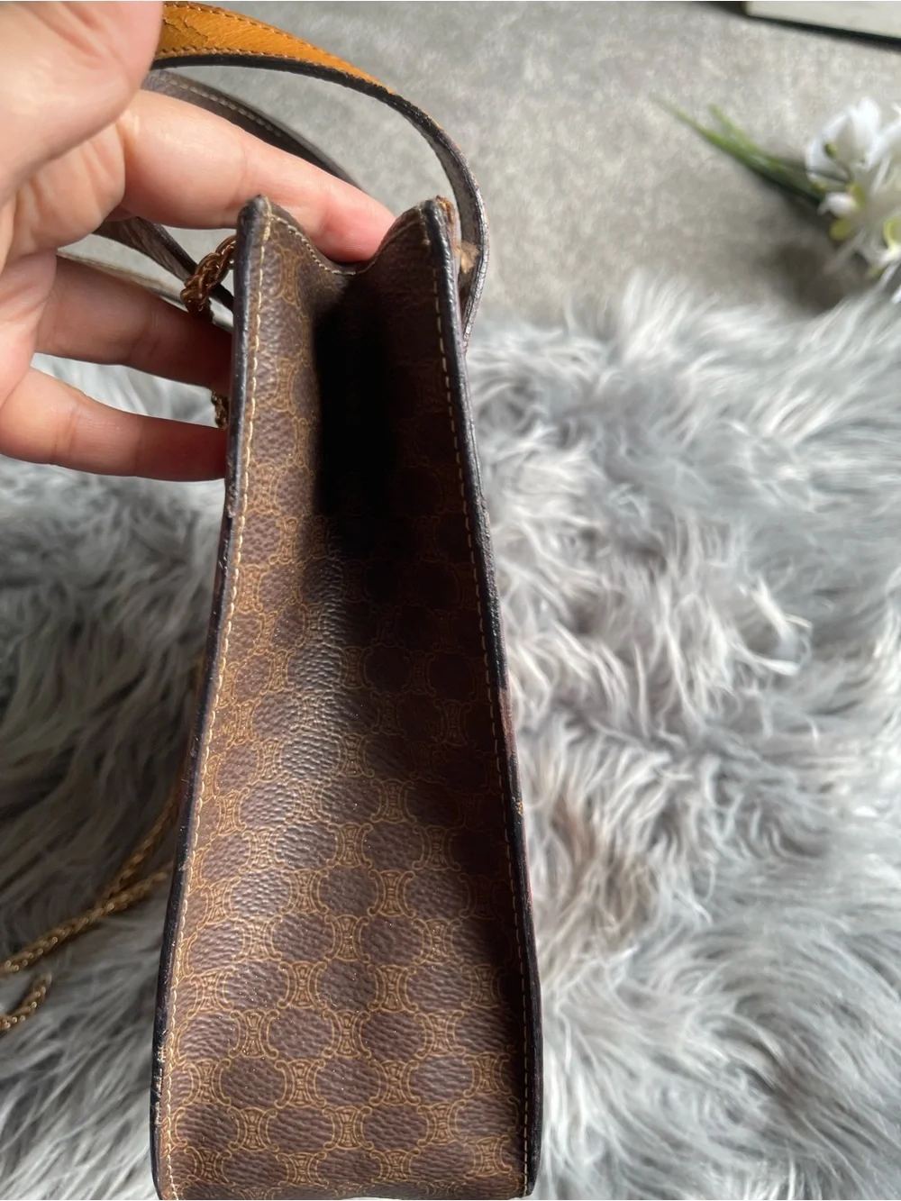 Authentic vintage Celine canvas satchel bag